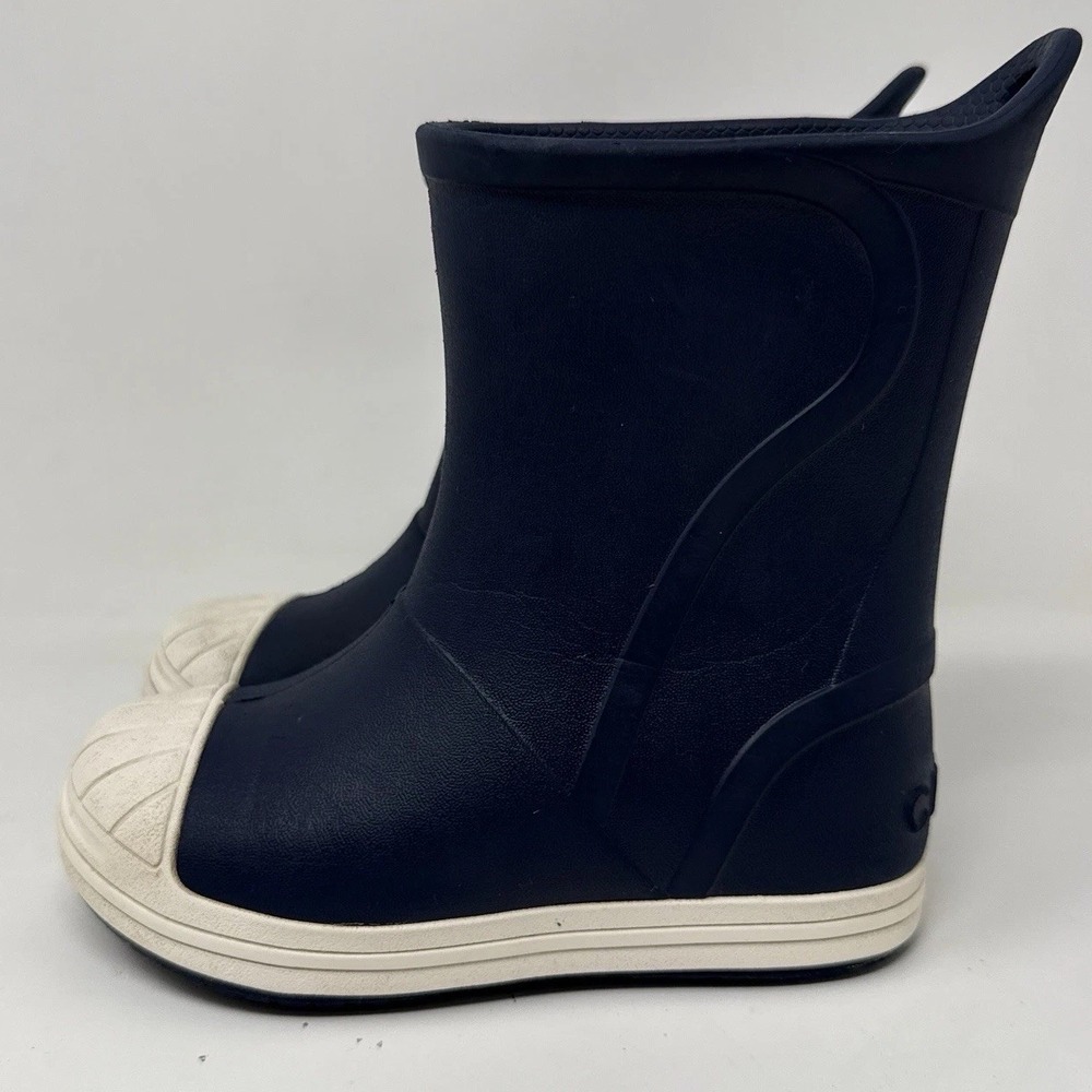 Crocs Rain Boots Boys Girls Child Size 9 C9 Navy Blue White Pull On Rubber